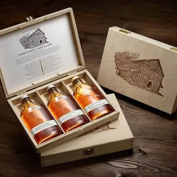 KINGS COUNTY DISTILLERY SIGNATURE GIFT SET (STRAIGHT BOURBON, PEATED BOURBON, STRAIGHT RYE) - WOODEN GIFT BOX